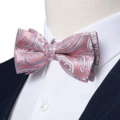 Image of DiBanGu Pre-Tied Bow Ties for Men Silk Adjustable Tuxedo Bowties Pocket Square Cufflinks Set with Lapel Pin Jacquard Woven