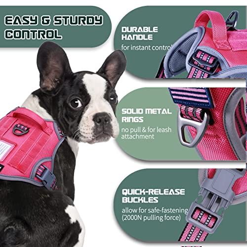 Bumbin Tactical Dog Harness For Medium Dogs No Pull, Famous Tik Tok No Pull Puppy Harness, Fit Smart Reflective Pet Walking Harness For Training, Adjustable Dog Vest Harness With Handle Pink M #TOP4