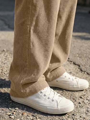 Image of JMIERR Mens Corduroy Pants Wide Leg Baggy Sweatpants | Loose Fit Joggers, Elastic Waist Drawstring, Casual Sweatpants, Vintage Pants, Fall Winter Fashion, Streetwear