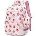 MIRLEWAIY Backpack for School Girls Kids Book Bag Set with Insulated Lunch Box Pencil Bag, Pink Strawberry