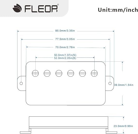 FLEOR Alnico5 Guitar Humbucker Pickup Set Bridge & Neck Pickups Compatible with LP style Guitar Part, Black