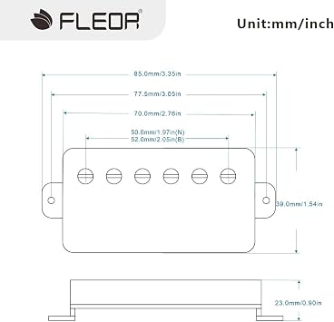 FLEOR Alnico5 Guitar Humbucker Pickup Set Bridge & Neck Pickups Compatible with LP style Guitar Part, Black