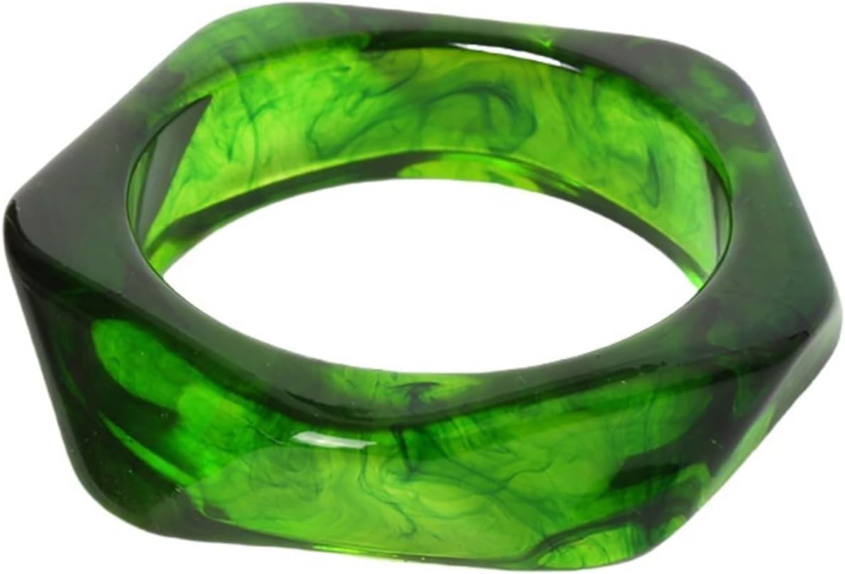 Chunky Acrylic Bracelets for Women,Vintage Geometric Round Square Bracelet Irregular Colorful Wide Bracelets Wristbands Cuff Bracelet Fashion Classic Jewelry