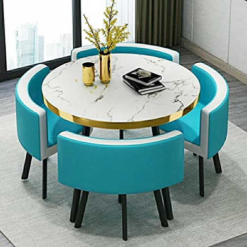 Zwnr 丸ダイニングテーブルと椅子セット 食卓セット 4人用 掛け ルームとキッチン用 シンプルなカジュアルオフィス カフェ ホームバルコニー 80CM (A36)