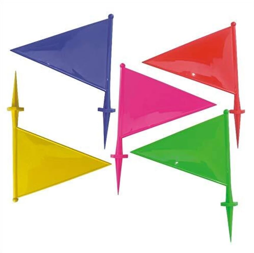 M G T R Multicolour Plastic Triangle Sports Boundary Marker Flags with Ground Stakes, for Outdoor Field Marking, Pack of 5-picture-11