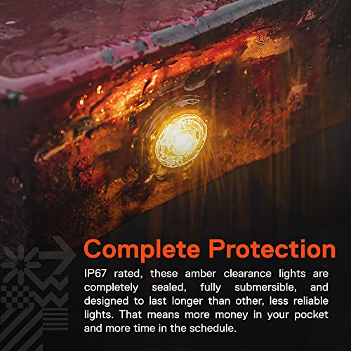 2Pc 3/4" Round Amber Trailer Led Marker Light [Dot Fmvss 108] [Sae P2Pc] [Semi-Spherical Output] [Ip67 Waterproof] [Bullet Style] Round Clearance Marker Lights For Trailer Truck #TOP4