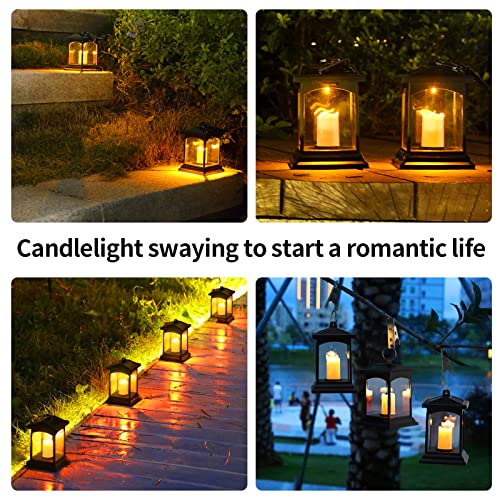 Hanging Solar Lantern Outdoor - 6 Pack Waterproof Solar Powered Lanterns Candles Lights Christmas Flickering Decoration For Patio Backyard Garden (Warm Light) #TOP2