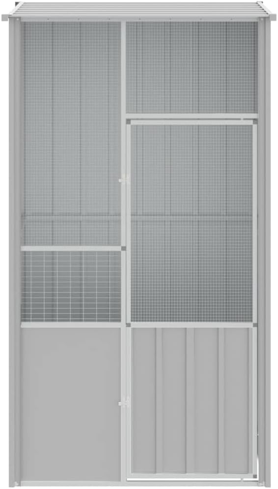Galvanized Steel Outdoor Aviary, Mesh Fence, Gray, 45.3"x30.7"x78.7" -975