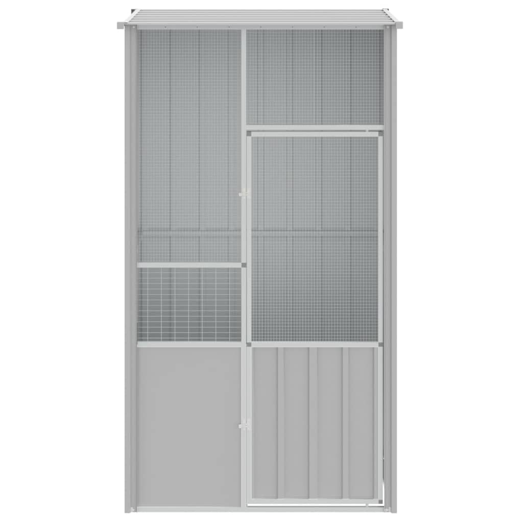 Festnight Pajarera Exterior de Aluminio, Jaula para Pájaros, Pajarera Metálica de Exterior, Jaula para Mascota Aves Loros Canarios y Otros Animales Pequeños, Gris 115x78x200 cm