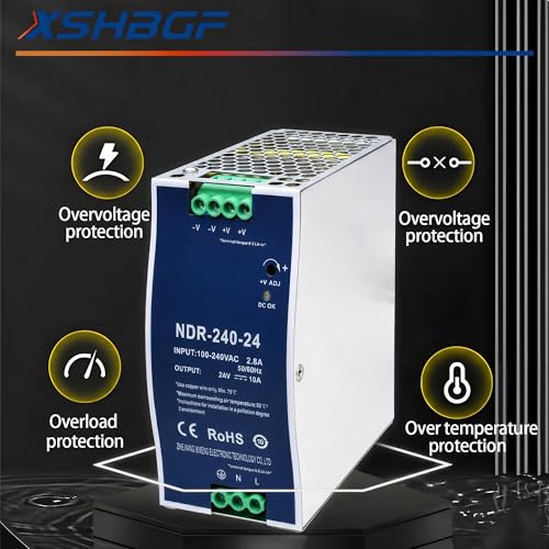 Image of 24VDC Power Supply NDR 240W DIN Rail Power Supply Switch Switching Converter DC (Input 100-240VAC Output 24VDC 50 /60HZ 24V 10A)