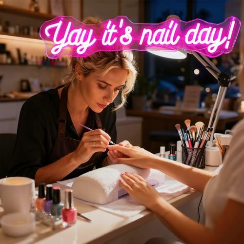 Image of Yay It's Nail Day Neon Sign for Wall Decor 16.5x6.3In