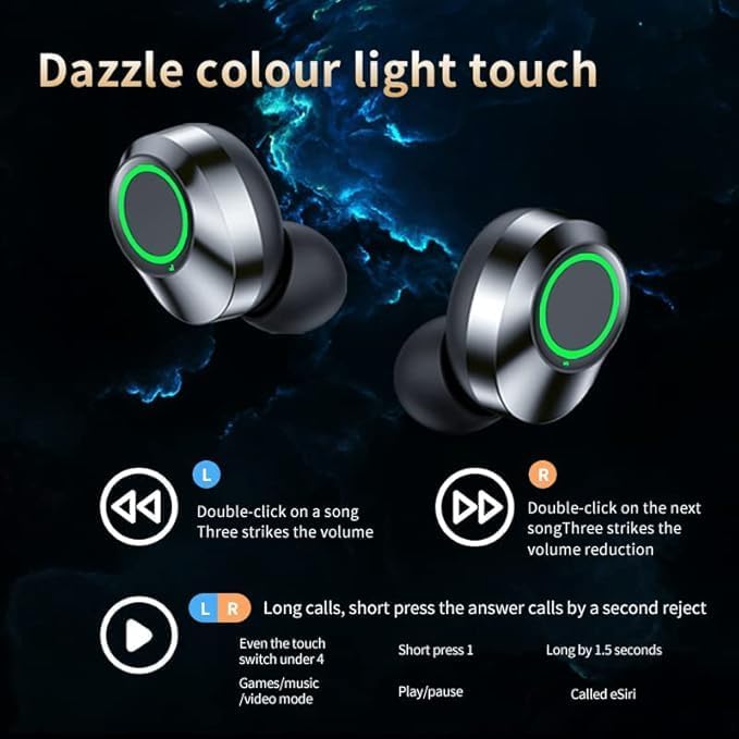 Miniatura 2 de Auriculares Bluetooth 5.4 inalámbricos, reducción de ruido, control táctil, 40 horas de reproducción IP7, auriculares intraurales impermeables,