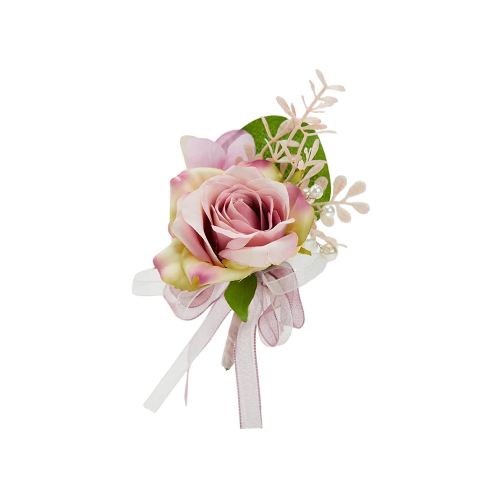 MQFBNNP Wedding boutonniere Silk Flore Groom Boutonniere Wedding Wrist Corsage Bracelet(Boutonniere-4)
