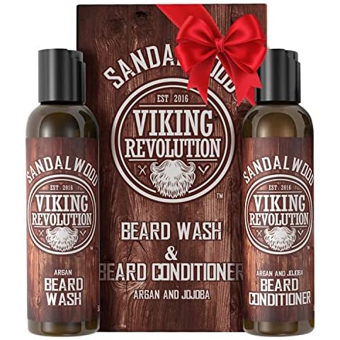 Viking Revolution Bartshampoo für Männer Und Conditioner Set - Macht Weich & Stärkt - Natürlicher Sandelholzduft - Bartshampoo mit Bartöl (2x150 ml) Cover