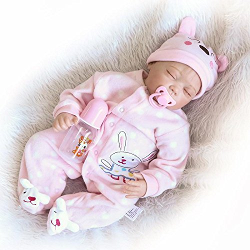 iCradle Muñecas 22 Pulgadas Realista Reborn Baby Dolls Ojos Cerrados Durmiendo Bebé Niña Silicona Suave Vinilo simulación Bebe Dolls Niño Juguete Regalos