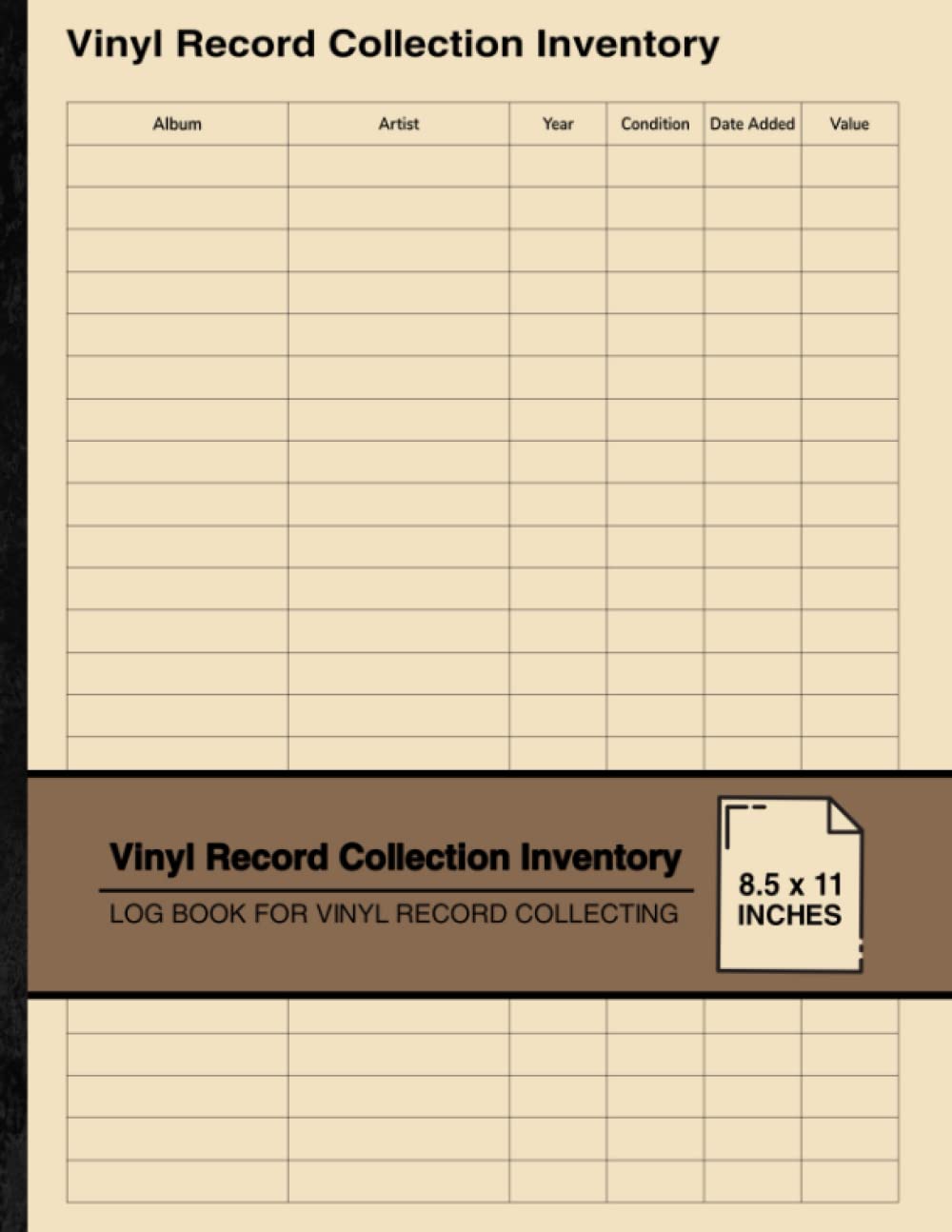 Vinyl Record Collection Inventory: Log Book For Vinyl Record Collecting | For Vinyl Record Collectors | Large