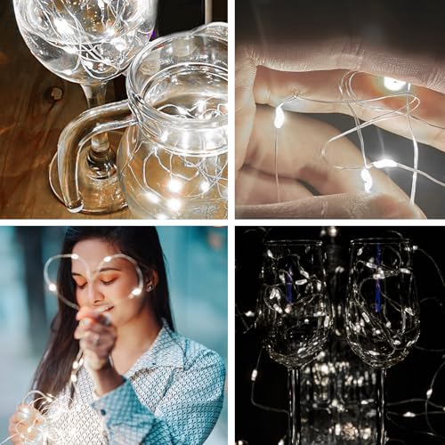 Image of Jsdoin Fairy Lights, 6 Pack 2m 20 Led Battery Operated String Lights Copper Wire Light for Indoor Outdoor Lighting, Bedroom, Wedding Decor, Party, Christmas, Tree Decoration (Cool White)