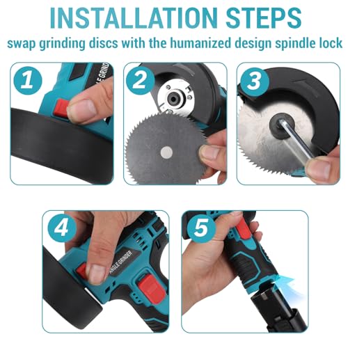 Mini Cordless Angle Grinder, 12V Angle Grinder Tool with 2 1500mAh Batteries, 6 Cutting Discs, 18500RPM, Small Angle Grinder Tool for Cutting, Polishing and Sharpening 5 Mini Cordless Angle Grinder, 12V Angle Grinder Tool with 2 1500mAh Batteries, 6 Cutting Discs, 18500RPM, Small Angle Grinder Tool for Cutting, Polishing and Sharpening - Image 5