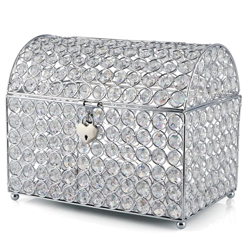 Listado de Cofres , tabla con los diez mejores. 40 MDLUU Caja grande para tarjetas de boda, cofre del tesoro, soporte para dinero de boda con cerradura en forma de corazón, caja de recepción de tarjetas de abalorio de vidrio para...