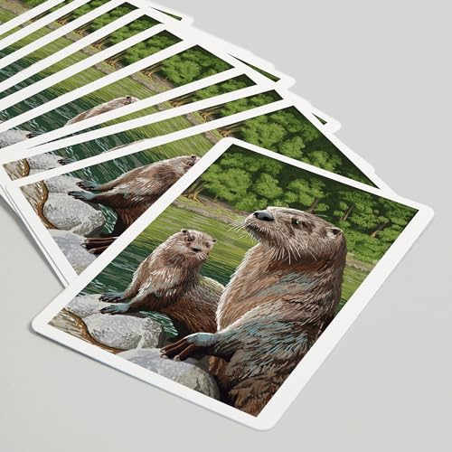 Lantern Press River Otter 52 naipes póker para adultos miniatura 5
