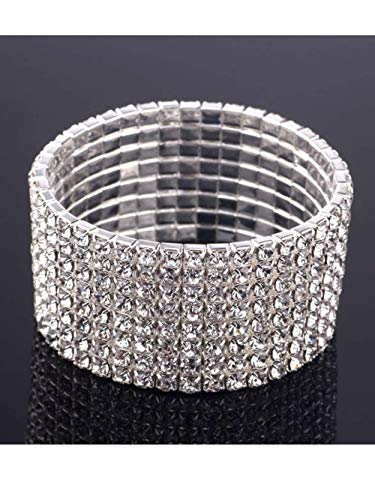Zealmer Women Clear Rhinestone 8 Row Stretch Bracelet Silver Tone thumb #5