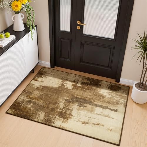 Merelax 2x3 Entryway Door Mat—Washable, Non-Slip, Brown, Low Pile Rug
