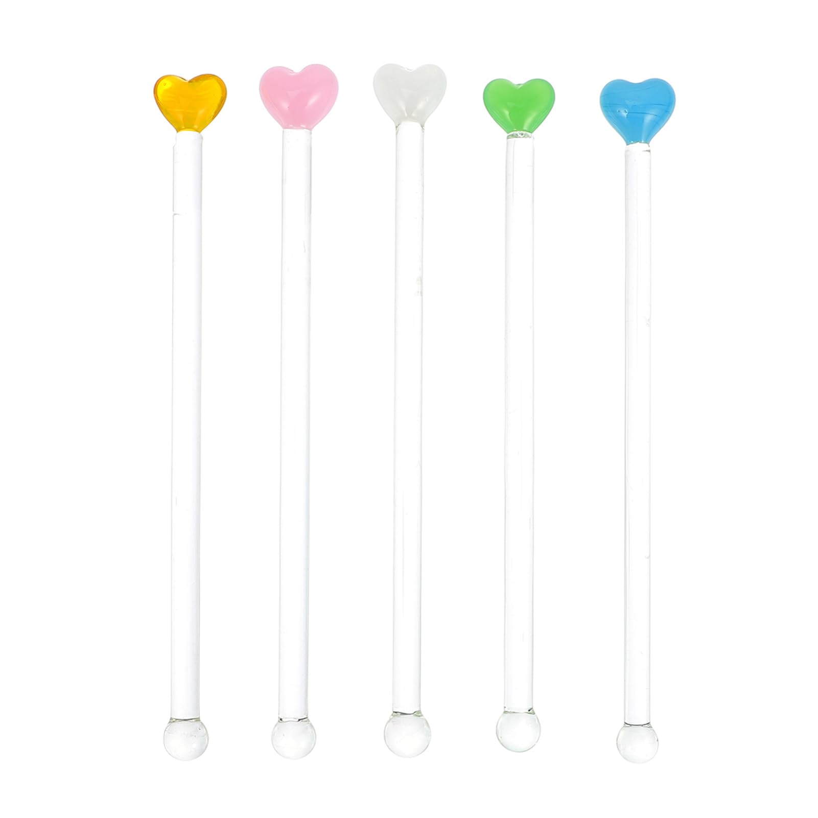 STOBAZA 5Pcs Heart Shaped Stirring Sticks Creative Drink Mixer for Cocktails Juices Safe High Grade Material present for Friends