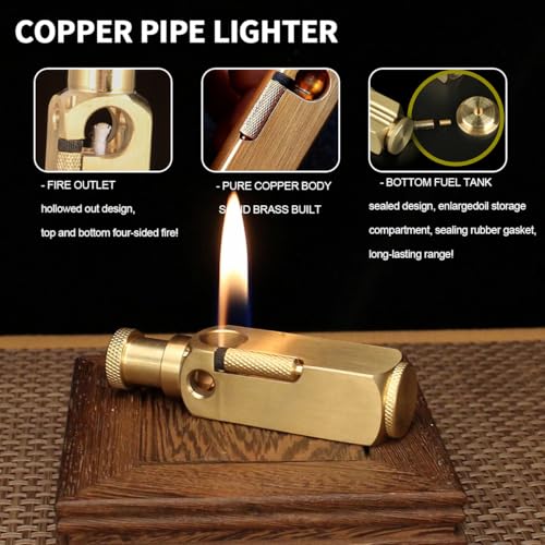 Encendedor vintage de cobre recargable YANCONG miniatura 3