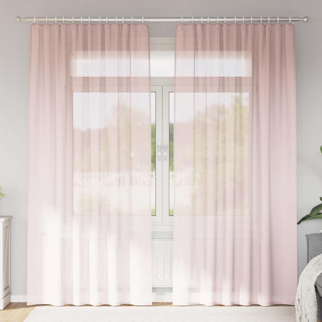 Zasłony z woalu, z kieszeniami na drążku, 2 sztuki, jasnoróżowe, 140 x 225 cm, poliester, do dekoracji okna, ochrona przed wzrokiem i filtrem światła, do salonu, sypialni, 2 sztuki