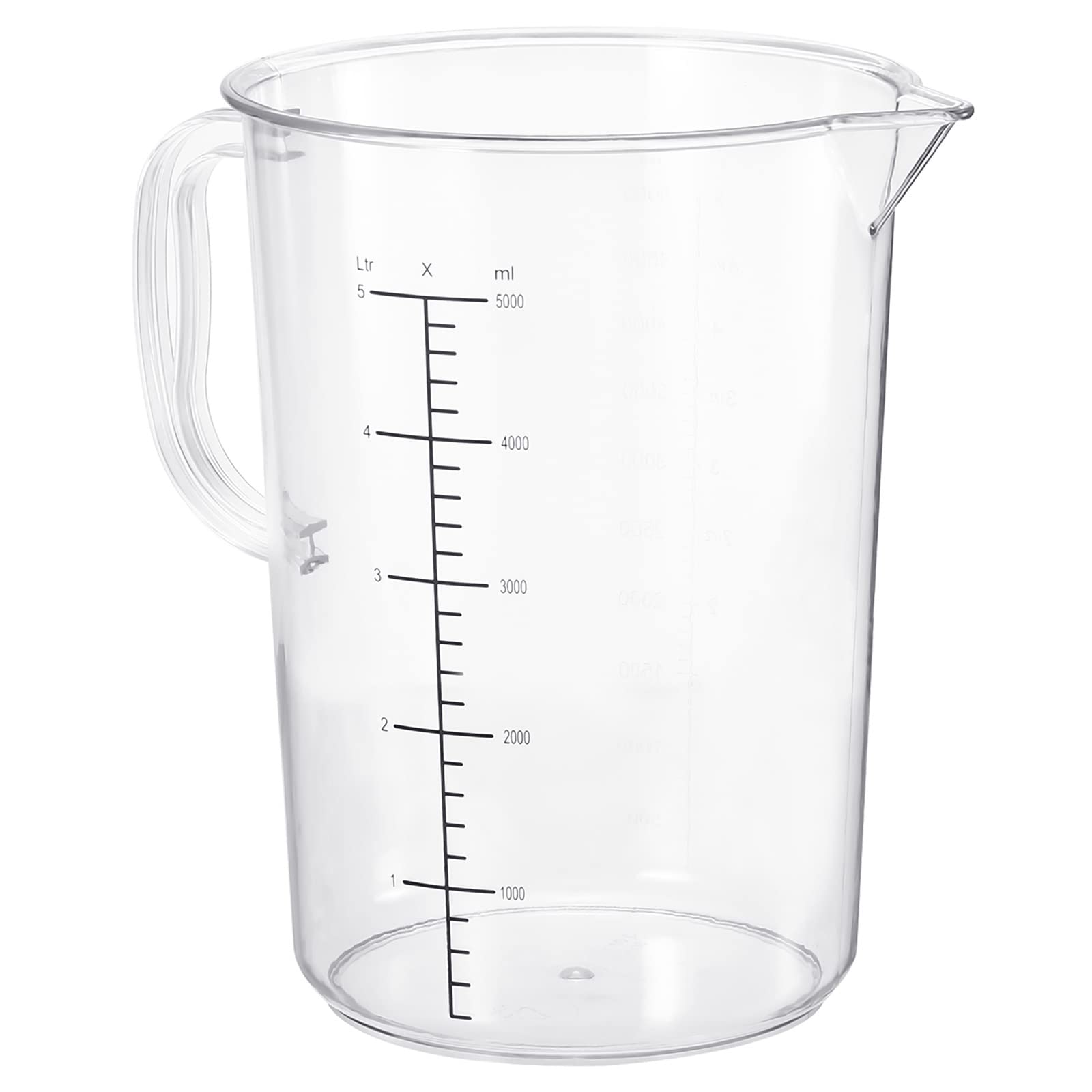 PATIKIL Graduado Vaso, 5000ml PC Plástico Líquido Medidora Taza Doble Lado Graduaciones con Mango Caño para Laboratorio Cocina Hogar