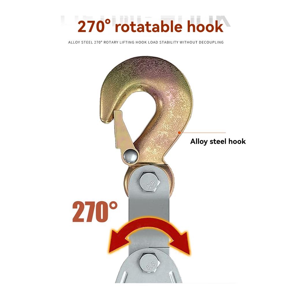 Carrucola rivestita in zinco resistente con corda in nylon resistente e gancio di sicurezza per sollevamento, sistema di sollevamento pesante per uso industriale