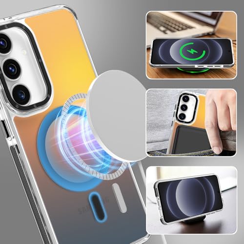 Image of Magnetic Case for Samsung Galaxy S25 FE 5G [Compatible with Magsafe] [Cute Fashion Fluorescent Design] [1 Screen Protector] Slim Translucent Matte Case for Galaxy S25 FE 5G 6.7 inch, Black