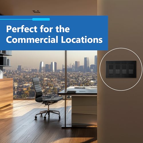 Image of LIDER Screwless Metal-Surface Wall Plate, Decorator Switch Cover, Temperature and Impact Resistant, Modern Decoration Upgrade, Mid-Size 4-Gang, 4.88 inch x 8.58 inch, UL Listed, Stainless Steel, Brushed Black