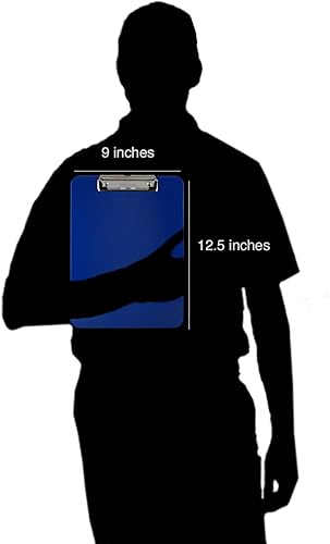 Miniatura 3 de Trade Quest Portapapeles de plástico opaco color carta tamaño clip de perfil bajo (paquete de 12) (azul)