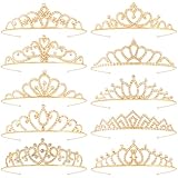 Tihebax 10 Pcs Gold Tiaras Crowns Headbands for Women Girls Princess Tiara Bulk Crown Rapunzel Crown for Wedding Birthday Crystal Tiara for Prom, Bride, Pageant, Halloween