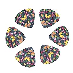 Lot de 12 médiators pour guitare électrique, basse, acoustique, motif papillon, fleurs colorées, noir, avec boîte - Les Beatles, Paul McCartney, John Lennon, RIngo Starr, George Harrison Lot de 12 médiators pour guitare électrique, basse, acoustique, motif papillon, fleurs colorées, noir, avec boîte – Image 2