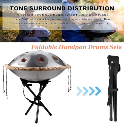 Handpan Drum 9 Notas 22 pulgadas D Minor Plata 440Hz miniatura 5