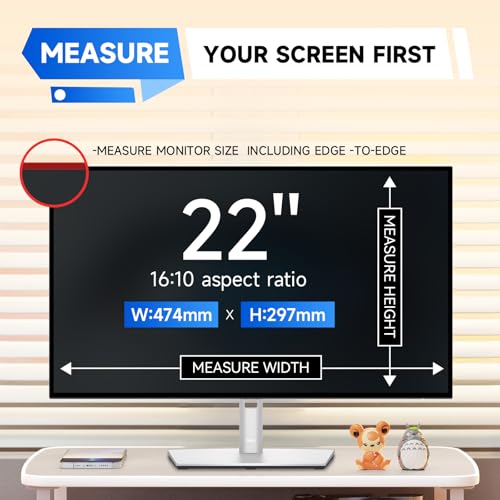 Image of IPROKKO 2 Pack 22 inch Anti-Blue Light Monitor Screen Protector for 16:10 Widescreen, Removable Anti Glare Blue Light Blocking Screen Filter, Anti-UV Eye Protection PC Computer Film [Washable Wipes Clean]