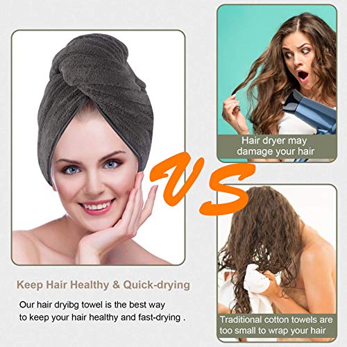 KinHwa Handtuch Turban Groß Handtuchturban für Langes Haar Super Weich Haarhandtuch Schnelltrocknend 61cm x 112cm 1 Pack Dunkelgrau