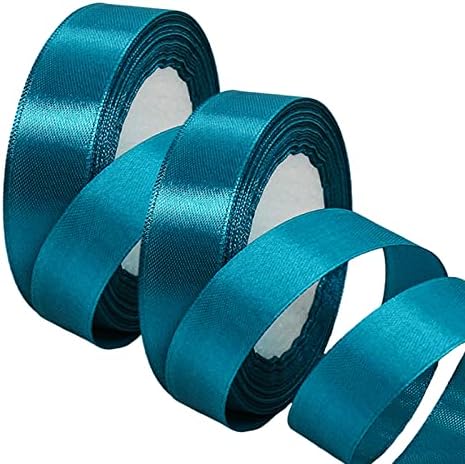 2x22m Dark Green Ribbon 25mm for Gift Wrapping,Satin Ribbon Green Christmas Ribbon Decorative Balloon Ribbon Cake Ribbon Fabric Thick Ribbon for Crafting Birthday Hair Bow Halloween Cake Decorations