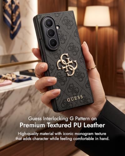 Image of CG MOBILE Guess [Official Licensed], Protective Case Designed for Galaxy Z Fold 8 Ultra | 4G PU Case with Big 4G & Classic Metal Logo - Black