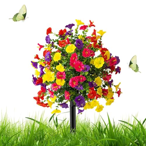 Planta resistente a los rayos UV con estaca de flores artificiales 2