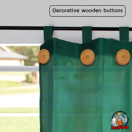 Image of HIPPO Outdoor Balcony Sun, UV & Dust Protection Curtain HDPE Light Filtering 180 GSM Tab-Top Loop with Decorative Button Curtains for Home, Garden, Varanda, Hotel (Midnight-Green, 3FTX8FT, 2 PC)