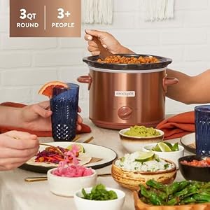 Crock-Pot 3 Quarts Manual Design Series Slow Cooker with 3 Manual Heat Settings Cooks Meals for 3 Plus People with Removable Stoneware Bowl, Copper Crock Pot 3 Quarts Manual Design Series Slow Cooker with 3 Manual Heat Settings Cooks Meals for 3 Plus People with Removable Stoneware Bowl Copper