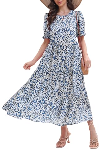 Image of Women's Maxi Dress Casual Loose Fit Tiered A-Line Flowy Summer Dress with Pockets