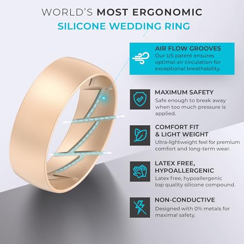 Image of ThunderFit Silicone Rings for Him and Her, Rubber Engagement Bands Unisex - 1 /4 /5 /7 /8 Variety Multipack