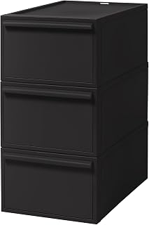 ライクイット (like-it) 収納ボックス 約幅32×奥52×高62.6cm 日本製 クローゼットシステム 引出し (M) 3個セット オールブラック(不透明) CS-D2 3P 累計販売数270万台突破