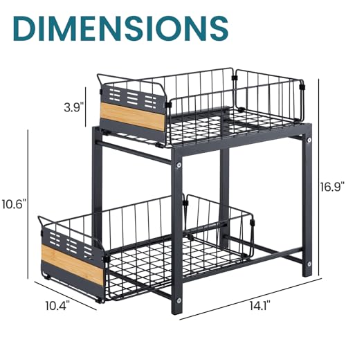 Image of TAILI Under Sink Organizer and Storage, 2 Tier Pull Out Cabinet Organizer Slide Out Sink Shelf for Kitchen Bathroom for Kitchen Bathroom Cabinet