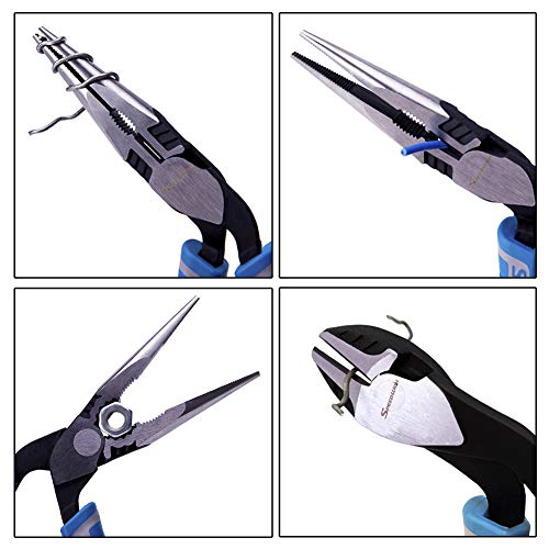 Speedwox 7 Inches Diagonal Pliers 8 Inches Long Nose Pliers 2 Pcs Set Reduce Effort By 35% Angled Head Wire Cutters Side Cutting Multi Use Pistol Grip Remove Screws Bolts #TOP4