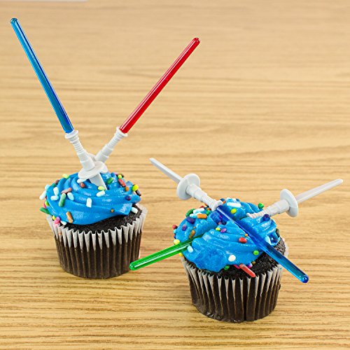 Light Sabre Cupcake Decoration Toppers Sticks Picks Set For Children Birthday Party, Fan Shows, Movies, 4" Inches Tall (12 Pack) #TOP2